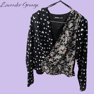 Missguided Split Print Peplum Top - US 8